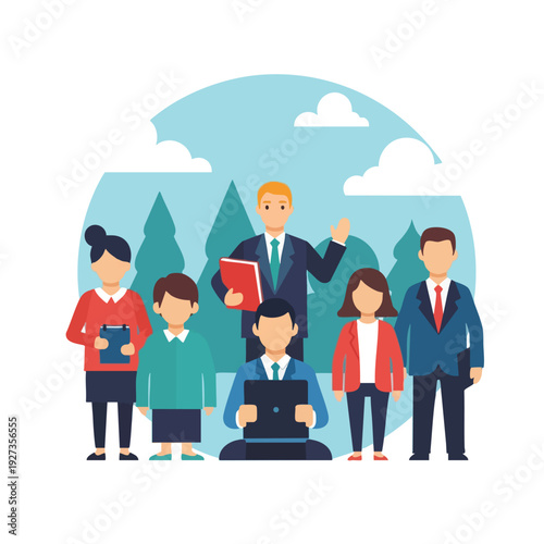 Diverse Business Team Communicating Outdoors in a Professional Setting