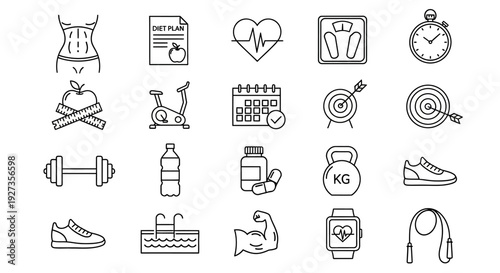Sustainable energy icons set, featuring eco-friendly symbols and renewable sources, presented in a clean vector illustration style