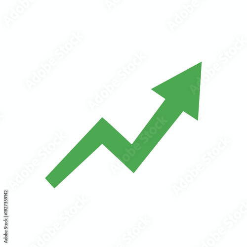 Green Upward Arrow Icon Representing Growth and Success for Business and Finance