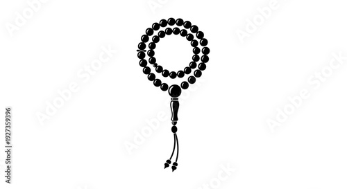 Black Prayer Beads on White Background 6.