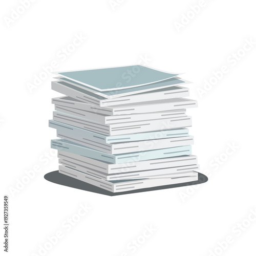 Overwhelmed Office Worker Surrounded by Piles of Papers and Documents