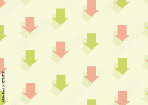ピンクと黄緑の下向きの矢印が規則正しく並んでいるデザイン