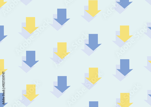 黄色と青の下向きの矢印が規則正しく並んでいるデザイン