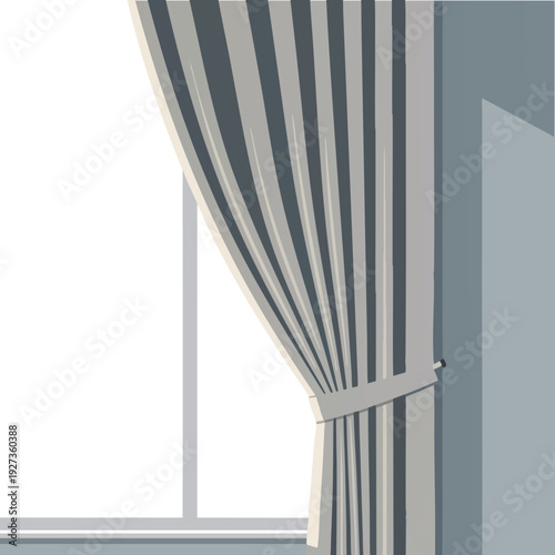 Elegant Interior with Tropically Styled Window and Curtain