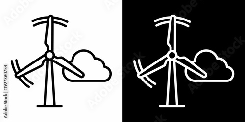Wind Energy White Icon Set Design