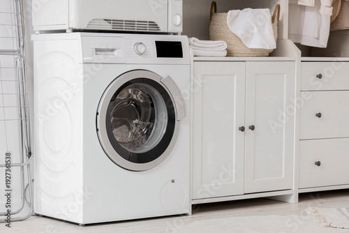 Wallpaper Mural Washing machine with dryer in laundry room Torontodigital.ca