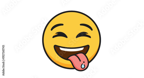Happy Smiley Face Emoji with Tongue Out and Drooling, Playful Expression