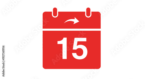 A red calendar icon displaying the number 15 with a curved arrow indicating a date change.