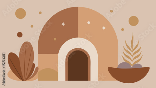 Neutral beige and clay-toned boho abstract design. Soft organic shapes create a cozy, modern aesthetic for wall prints and lifestyle branding.