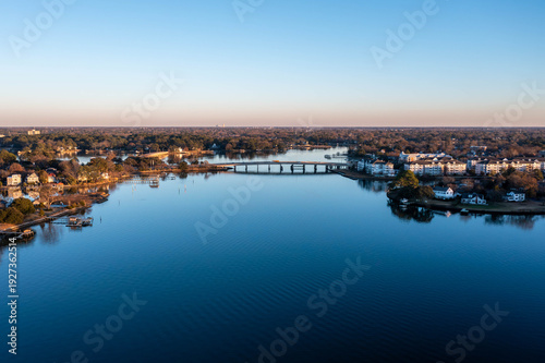 Aerial View of the Granby Street Bridge and Lafayette River in Norfolk Virginia