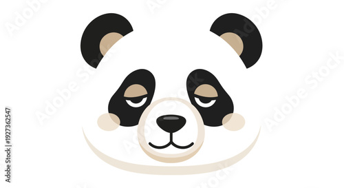 Cute Panda Face Illustration, Cartoon Style, White Background