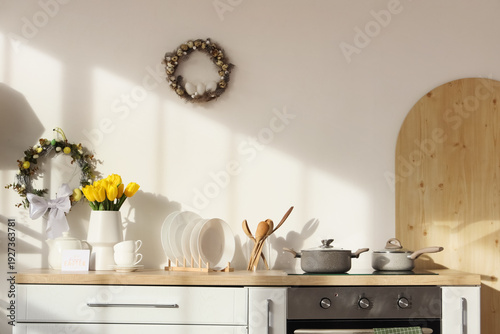 Interior of light kitchen d...