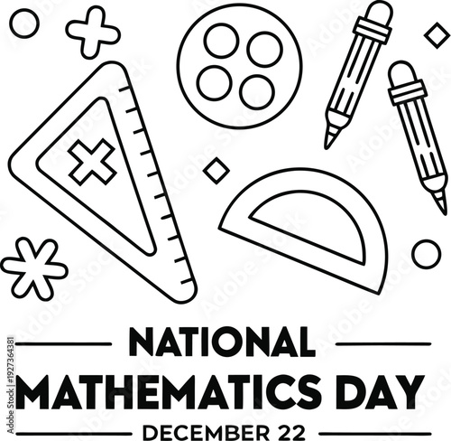 Minimalist Mathematics Design with Symbols and Tools ? National Mathematics Day Poster.