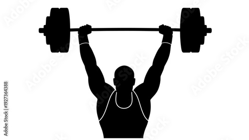 Weightlifter lifting barbell in strong silhouette with dramatic lighting on for fitness advertising Transparent Background