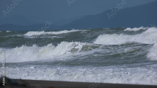 Footage of big waves in January during monsoon season
