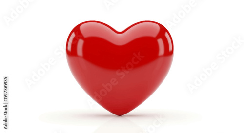 Shiny Red Heart Symbol, Love, Romance, Valentine's Day, Isolated on White