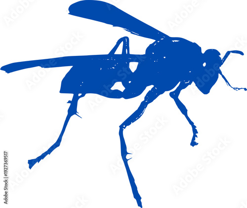 Hornets bee on white background. Stylized Dark Silhouette of a Flying Bee or Wasp. 