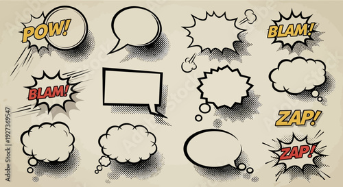 Retro Comic Speech Bubbles and Sound Effects - POW, BLAM, ZAP!