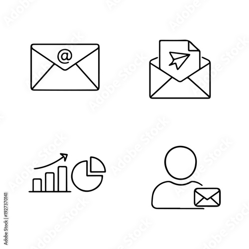 Email Marketing line icon set vector 
Vector set of icons on a white background