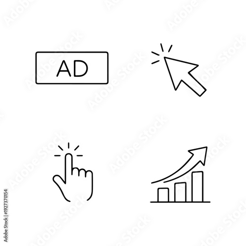 Online advertising line icon set vector 
Vector set of icons on a white background