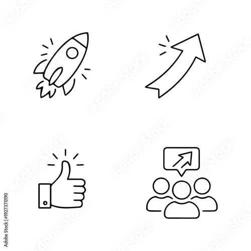 Promotion line icon set vector 
Vector set of icons on a white background