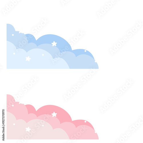 Cute Pastel Cloud and Star Corner Border Vector for Baby Background Design