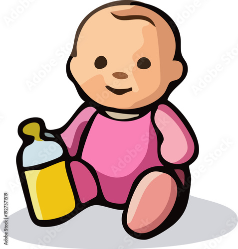 Baby Holding Milk Bottle.