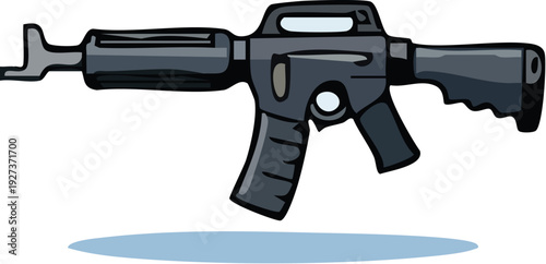 Black Assault Rifle Illustration.