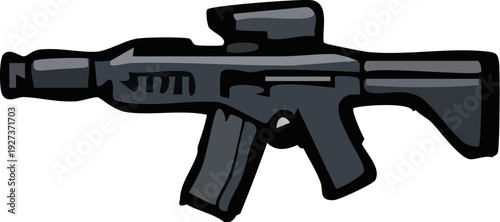 Black Assault Rifle Gun.