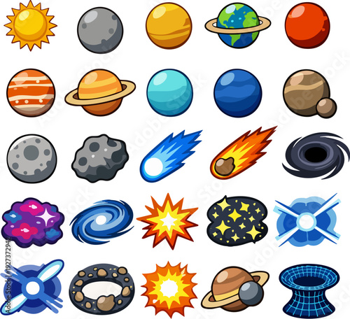 Colorful Cartoon Solar System.