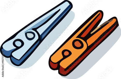 Colorful Clothespins Illustration.