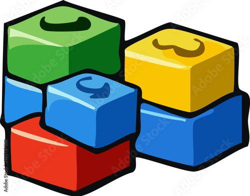 Colorful Plastic Building Blocks.