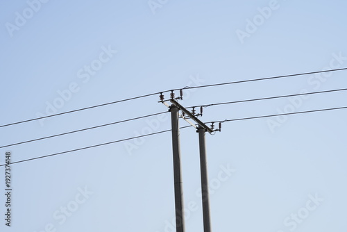 Close-up of outdoor power insulator and line device on telephone pole