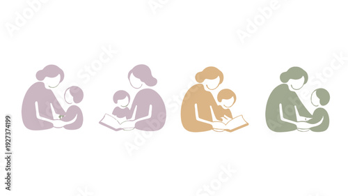 A mother tenderly embracing and reading with their child.