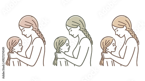 A tender moment of a mother and daughter.