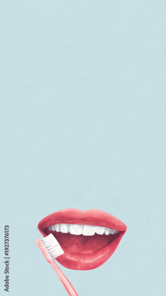 Fototapeta premium Woman is brushing her teeth