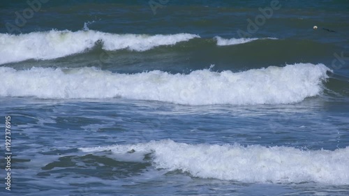Close up of rough sea during monsoon in January