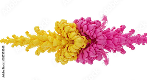 Abstract Yellow and Pink Ink Swirls