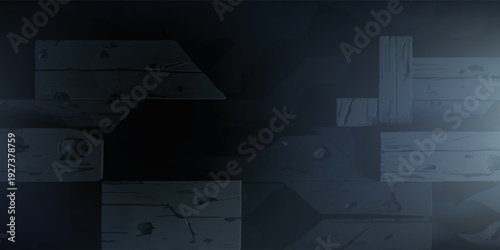 Abstract dark background with geometric shapes and subtle light effects.