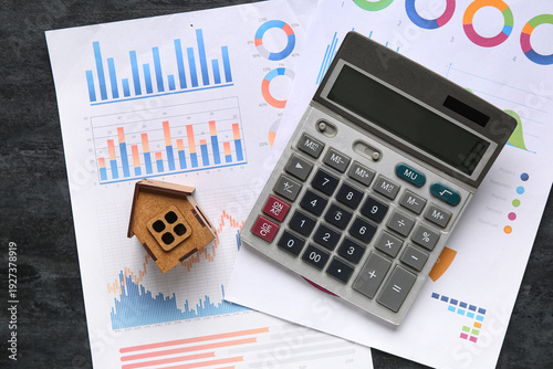 Calculator with house figur...