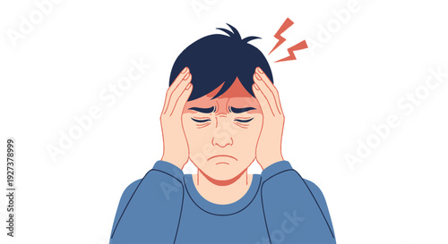 Headache Pain Expression Flat Vector Character Illustration