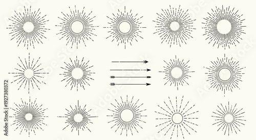 Sunburst Rays Bursting Starburst Frames Collection - Vintage Retro Style Elements