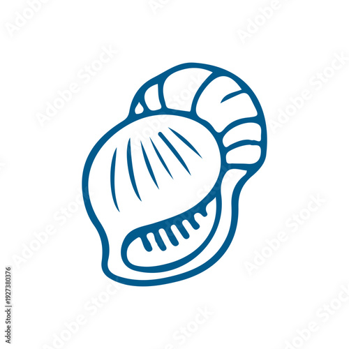 Blue Seashell Icon Outline