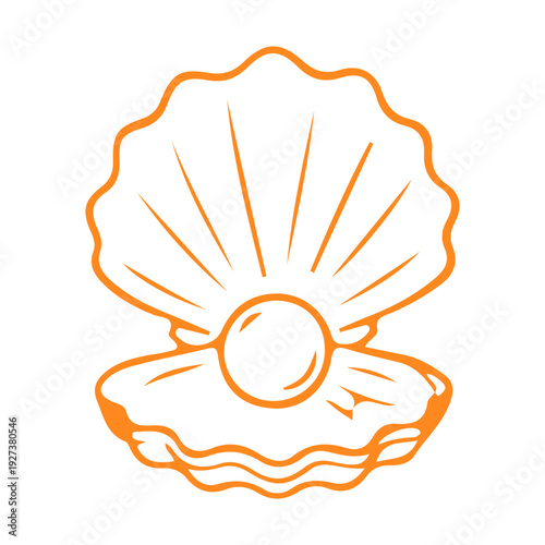 Open Clam Shell with Pearl Icon