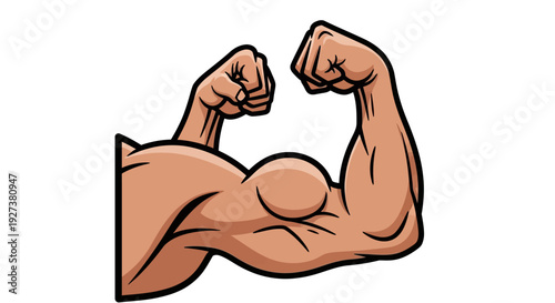 Strong Biceps Flexing Arm Muscle, Bodybuilding Power, Fitness Strength, Gym Workout