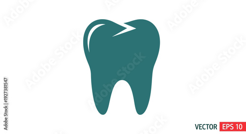 Teal Tooth Icon Vector Illustration - Dental Health and Oral Hygiene Symbol