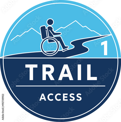 Trail access level one vector graphic with wheelchair user illustration