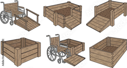 Accessible raised garden bed design for wheelchair users vector illustration
