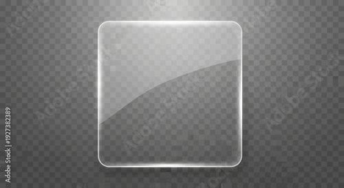 Transparent Glass Square with Rounded Corners on Transparent Background
