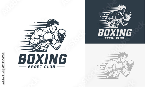 Boxing athlete in action, showcasing strength and endurance, ideal for sports clubs and fitness promotions, vector illustration on a clean background.